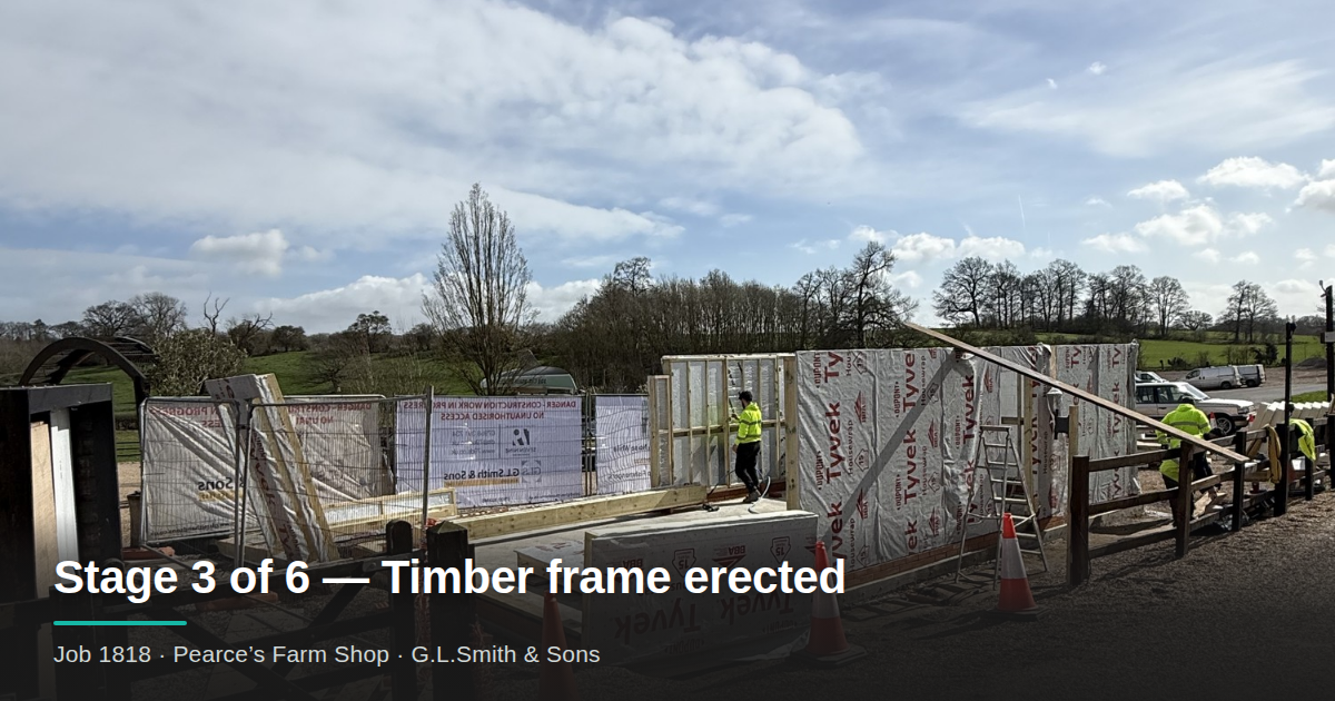 Stage 3 of 6, timber frame erected
